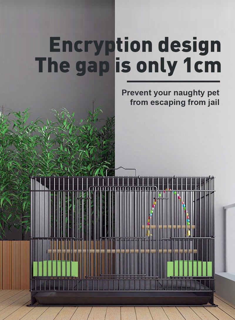 Kidle Portable Bird Cage Metal Parrot Cage Pigeon Cage with Feeding Bowls for 1-3 Birds - Image 3